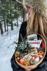 The Après Ski Gift Basket for delivery in Vermont.  With A Cultivated Living's founder, Joanna Revers.