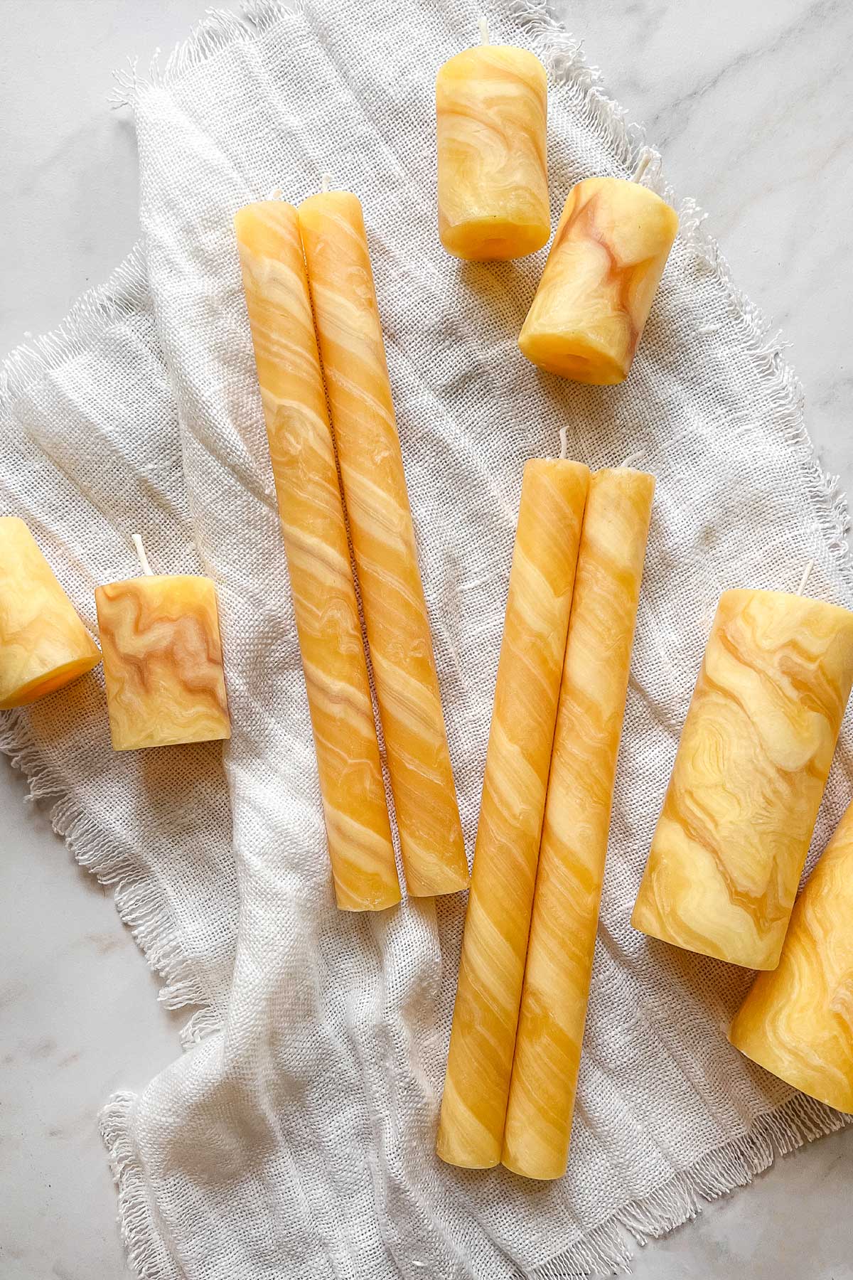 Natural Beeswax Marbled Taper Candles A Cultivated Living